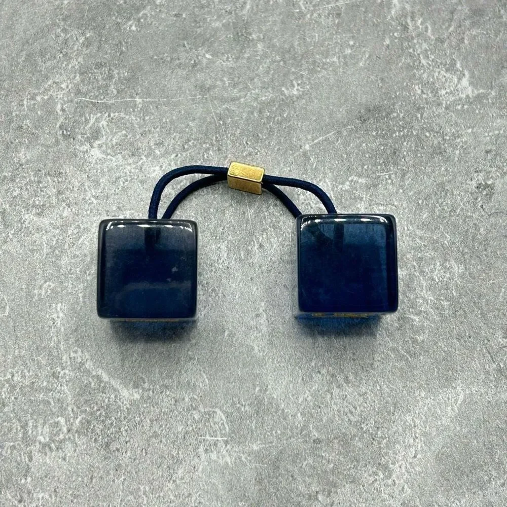 Louis Vuitton Monogram Blue Hair Cubes Rhinestone Pony Tail Hair Tie Accessory